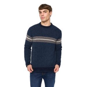 Crosshatch Mens Roundall Chenille Knitted Sweater / Navy